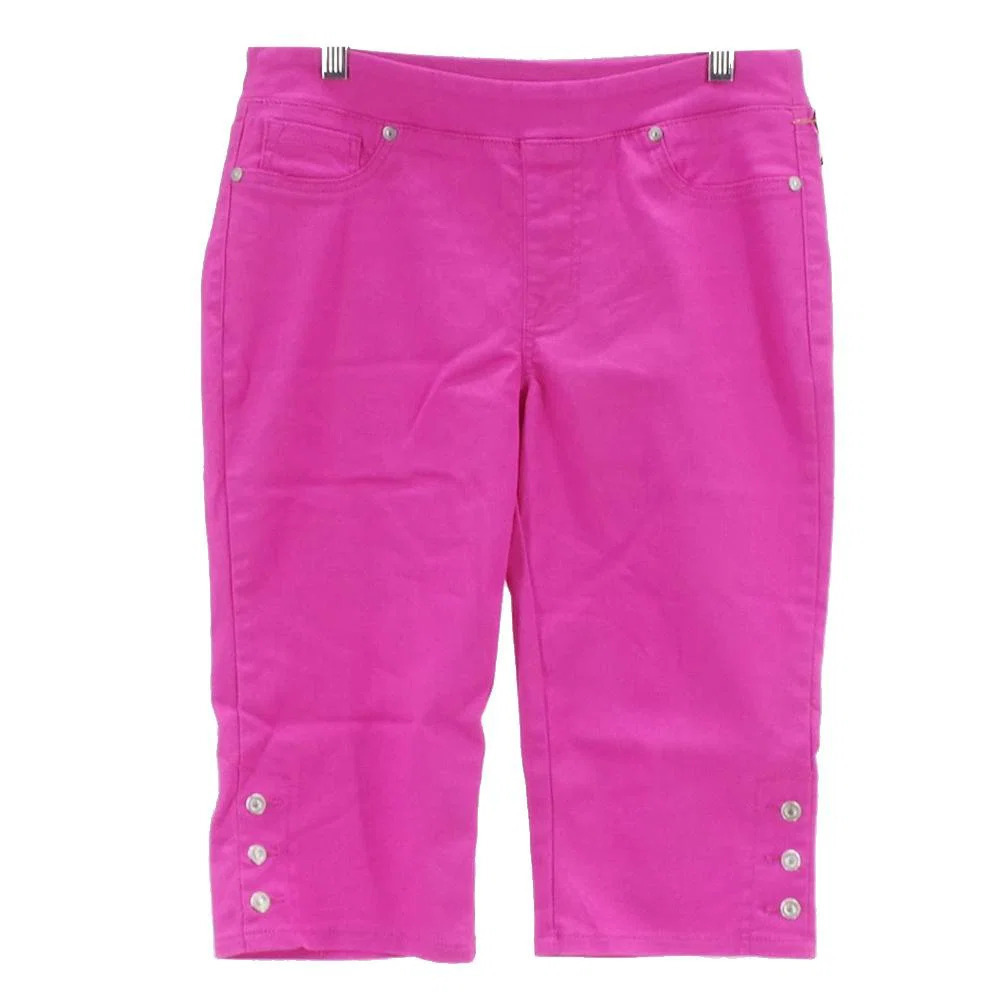DG2 by Diane Gilman FLEXstretch Denim Pull-On Pedal Pusher Raspberry - Petites